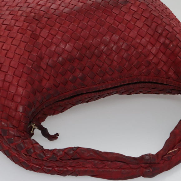 BOTTEGA VENETA Hobo Shoulder Bag Leather Red Auth 105087