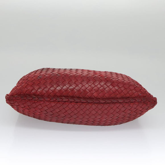 BOTTEGA VENETA Hobo Shoulder Bag Leather Red Auth 105087
