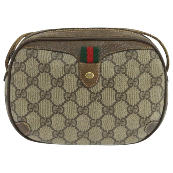 GUCCI GG Supreme Web Sherry Line Shoulder Bag PVC Beige 89 02 066 Auth 105088