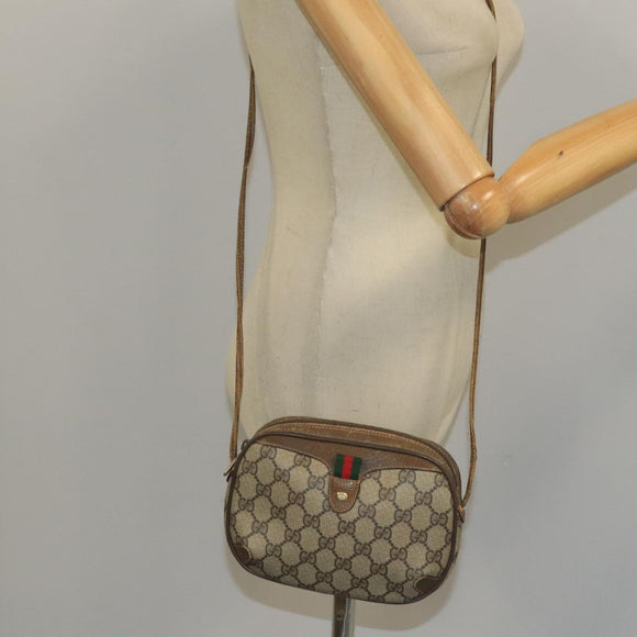 GUCCI GG Supreme Web Sherry Line Shoulder Bag PVC Beige 89 02 066 Auth 105088