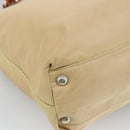 PRADA Tote Bag Nylon Beige Silver Auth 105105-9