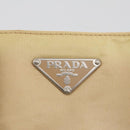 PRADA Tote Bag Nylon Beige Silver Auth 105105-17