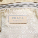 PRADA Tote Bag Nylon Beige Silver Auth 105105-19