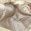 PRADA Tote Bag Nylon Beige Silver Auth 105105-21