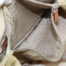 PRADA Tote Bag Nylon Beige Silver Auth 105105-23