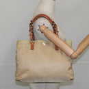 PRADA Tote Bag Nylon Beige Silver Auth 105105-25