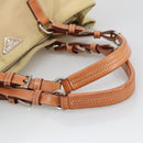 PRADA Tote Bag Nylon Beige Silver Auth 105105-7