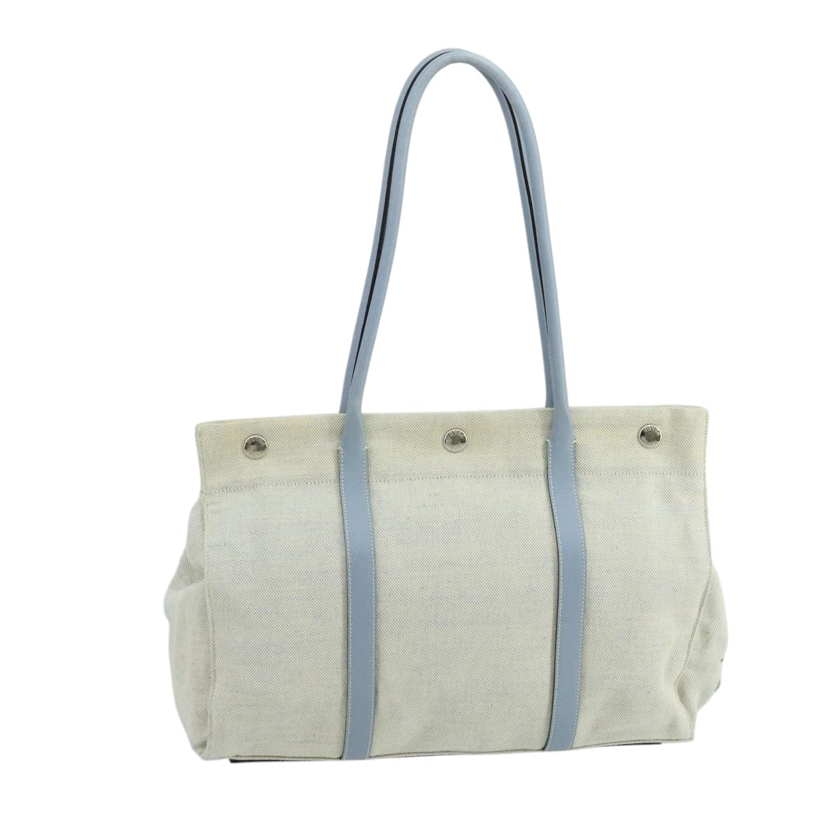 PRADA Tote Bag Canvas Gray Light Blue Auth 105120