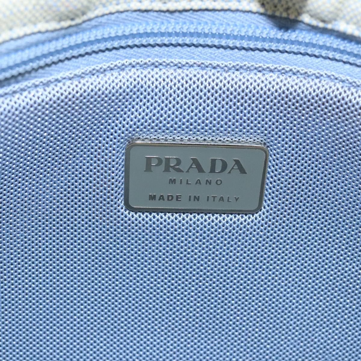 PRADA Tote Bag Canvas Gray Light Blue Auth 105120