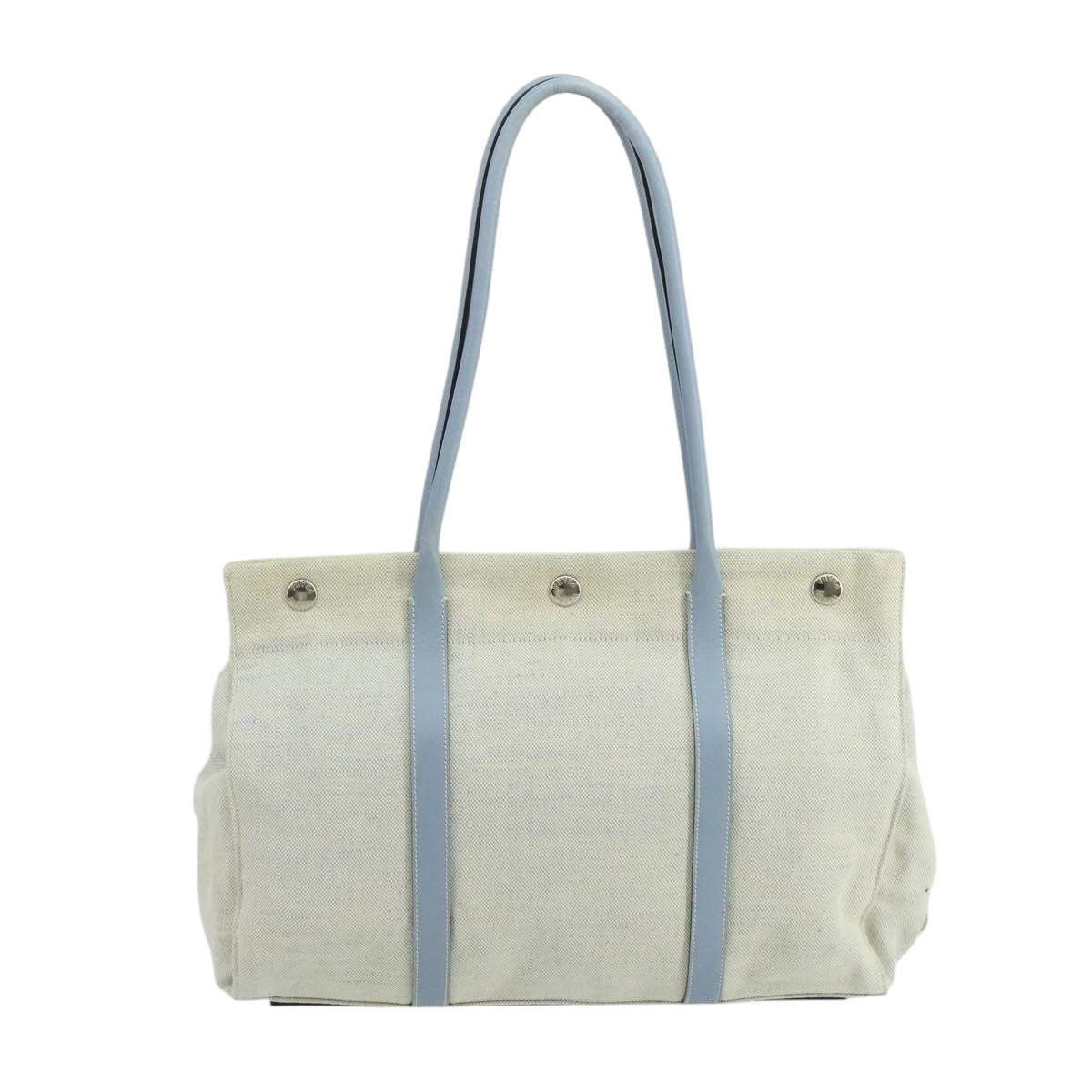 PRADA Tote Bag Canvas Gray Light Blue Auth 105120