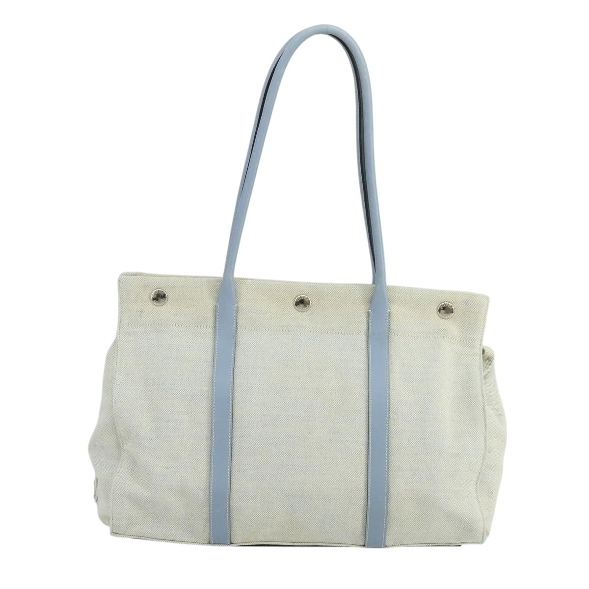 PRADA Tote Bag Canvas Gray Light Blue Auth 105120 - 0