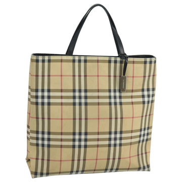 BURBERRY Nova Check Hand Bag PVC Beige Auth 105133