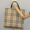 BURBERRY Nova Check Hand Bag PVC Beige Auth 105133-21