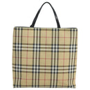 BURBERRY Nova Check Hand Bag PVC Beige Auth 105133-2