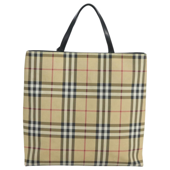 BURBERRY Nova Check Hand Bag PVC Beige Auth 105133