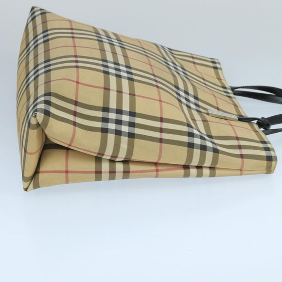 BURBERRY Nova Check Hand Bag PVC Beige Auth 105133