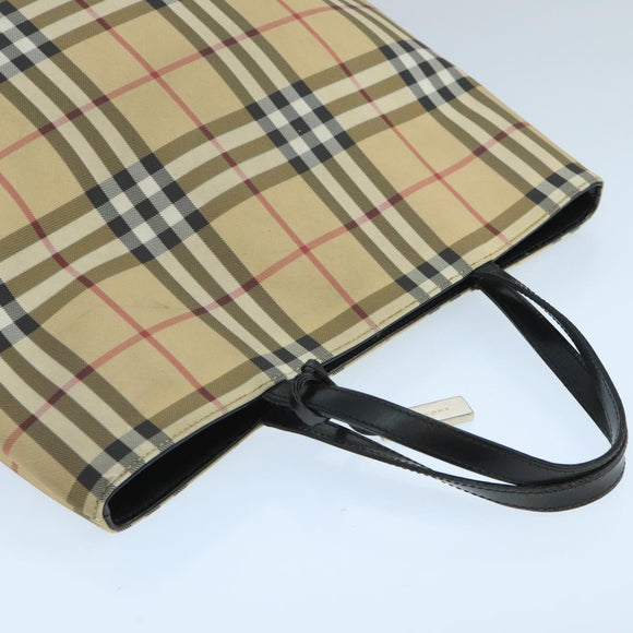 BURBERRY Nova Check Hand Bag PVC Beige Auth 105133