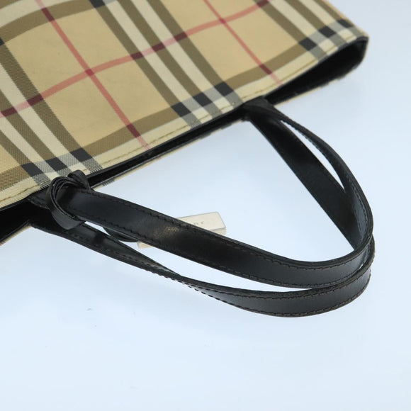 BURBERRY Nova Check Hand Bag PVC Beige Auth 105133
