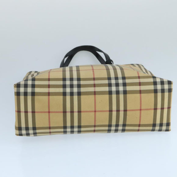 BURBERRY Nova Check Hand Bag PVC Beige Auth 105133