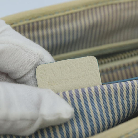 CELINE C Macadam Canvas Hand Bag Light Blue Auth 105139