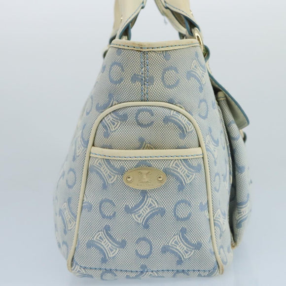 CELINE C Macadam Canvas Hand Bag Light Blue Auth 105139