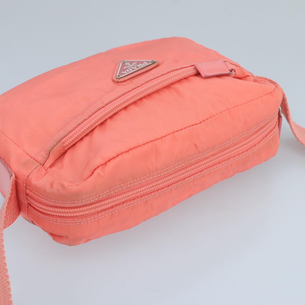 PRADA Shoulder Bag Nylon Pink Silver Auth 105145