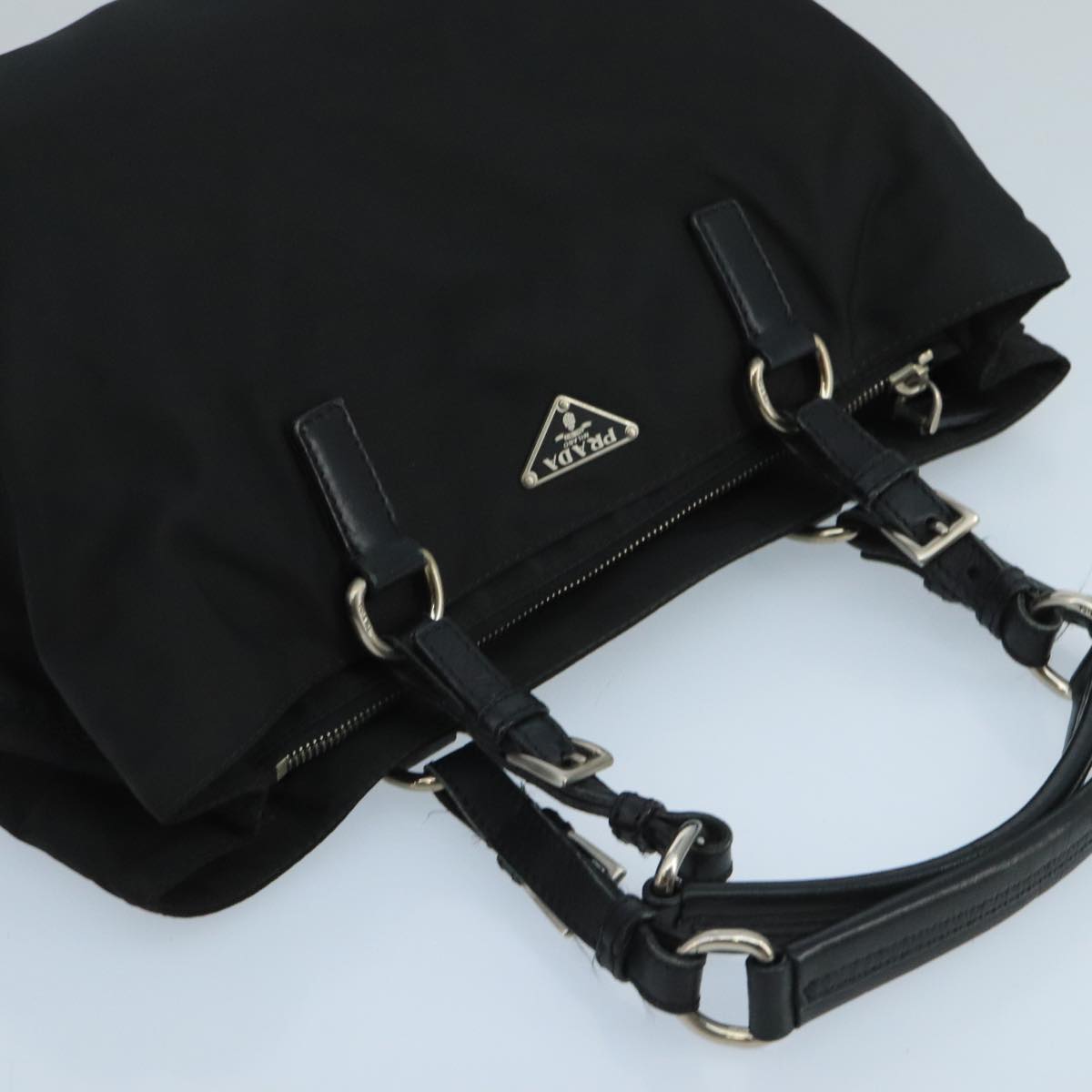 PRADA Hand Bag Nylon Black Auth 105158