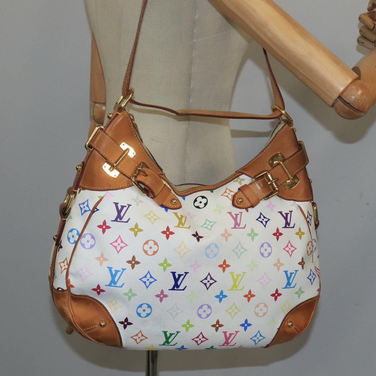 LOUIS VUITTON Monogram Multicolor Greta Hand Bag White M40195 LV Auth 105174