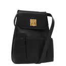CELINE Shoulder Bag Leather Black Gold Auth 105175-1