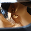 CELINE Shoulder Bag Leather Black Gold Auth 105175-20