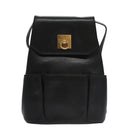 CELINE Shoulder Bag Leather Black Gold Auth 105175-13