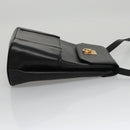 CELINE Shoulder Bag Leather Black Gold Auth 105175-3