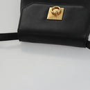 CELINE Shoulder Bag Leather Black Gold Auth 105175-6