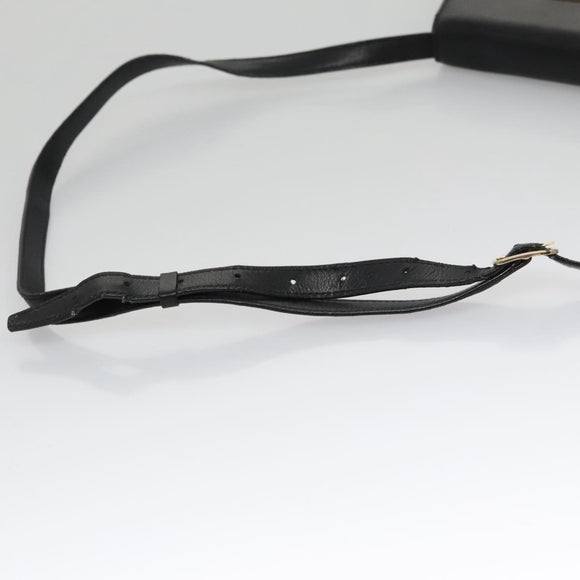 CELINE Shoulder Bag Leather Black Gold Auth 105175