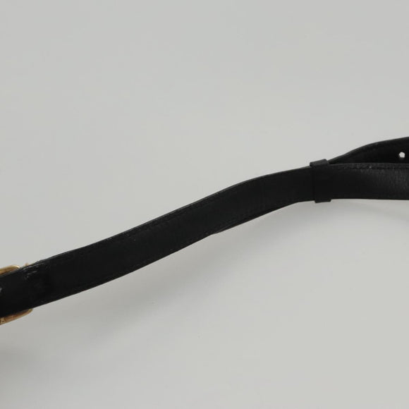 CELINE Shoulder Bag Leather Black Gold Auth 105175