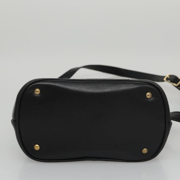 CELINE Shoulder Bag Leather Black Gold Auth 105175