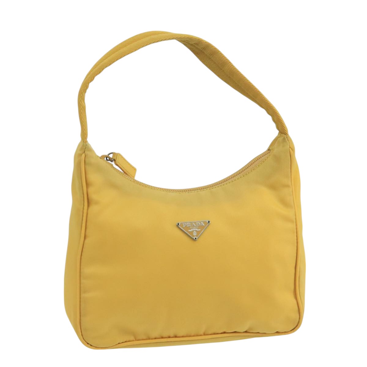 PRADA Hand Bag Nylon Yellow Auth 105182