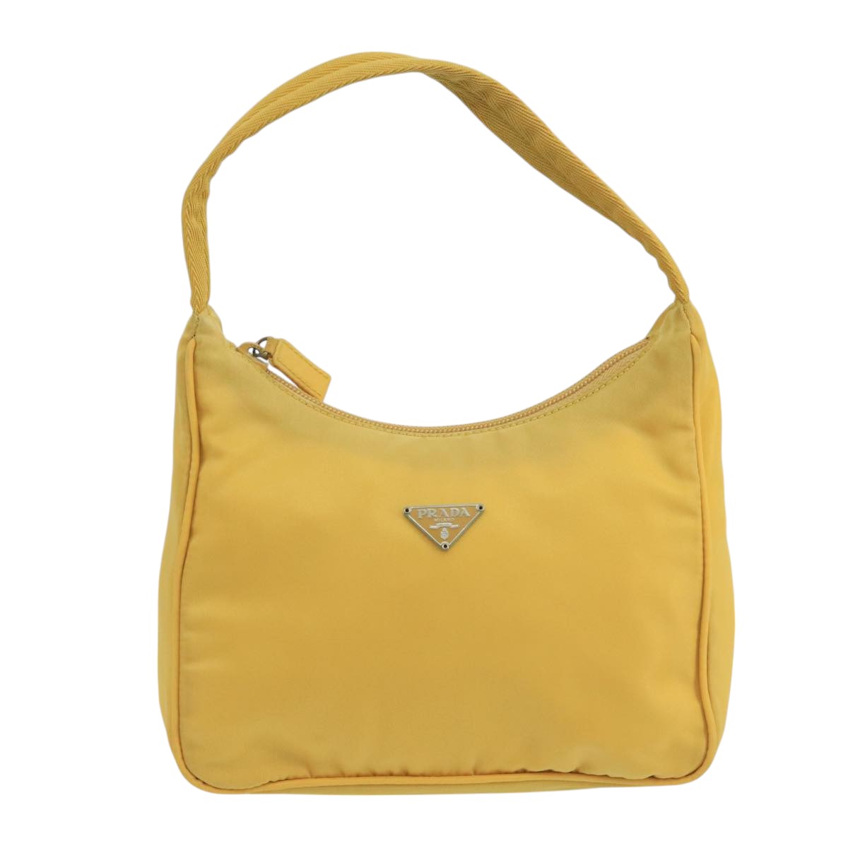 PRADA Hand Bag Nylon Yellow Auth 105182