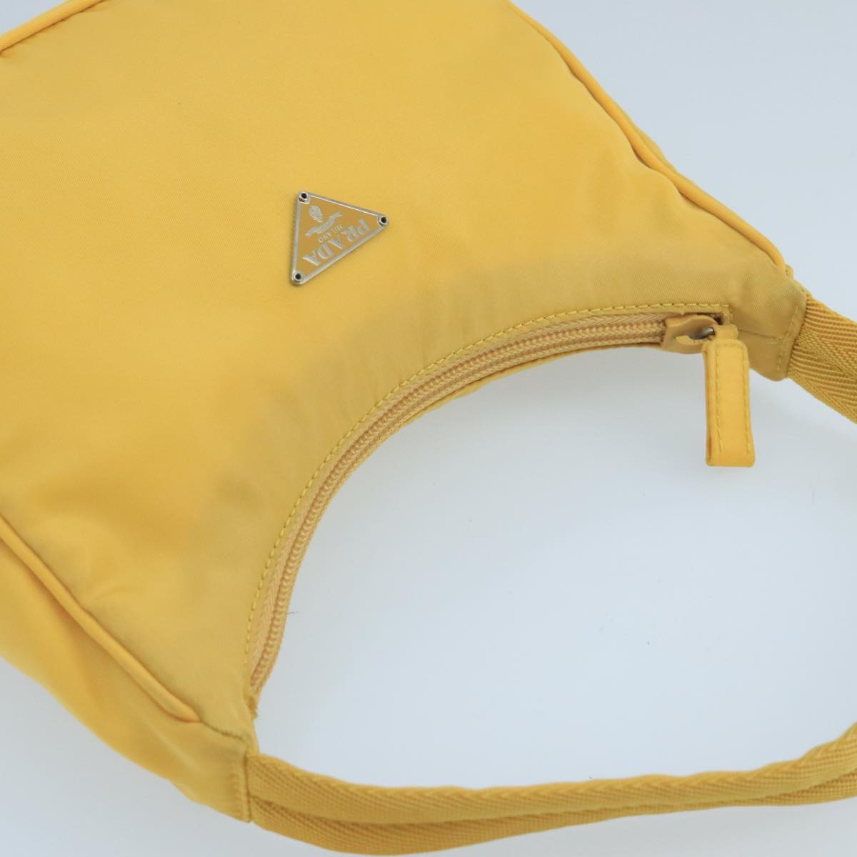 PRADA Hand Bag Nylon Yellow Auth 105182