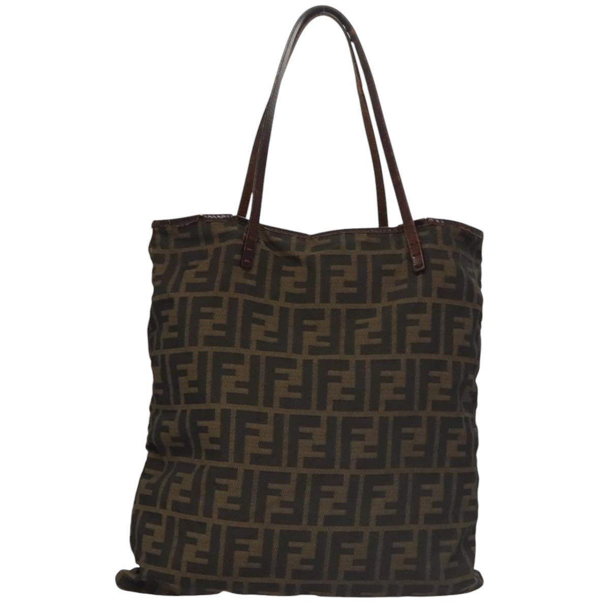 FENDI Zucca Canvas Tote Bag Brown Black Auth 105206 - 0