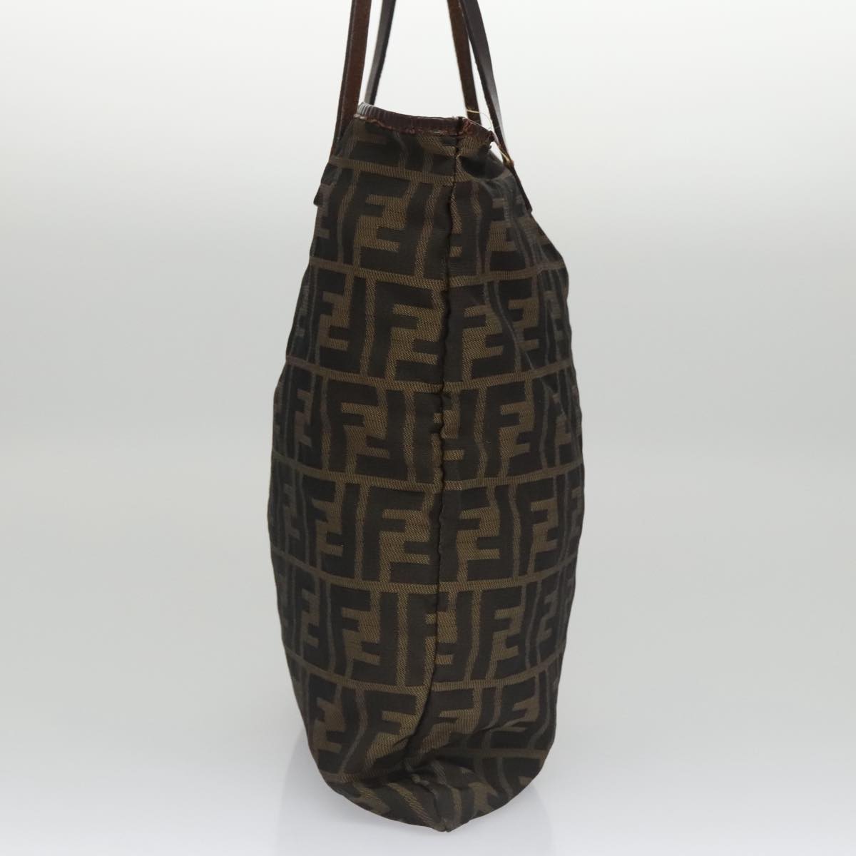 FENDI Zucca Canvas Tote Bag Brown Black Auth 105206