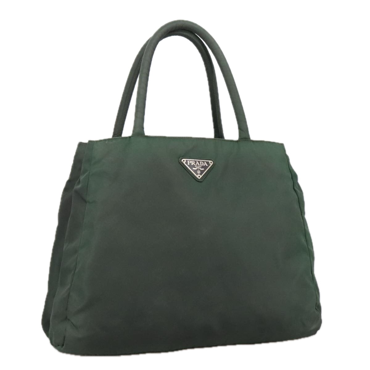 PRADA Hand Bag Nylon Green Auth 105214