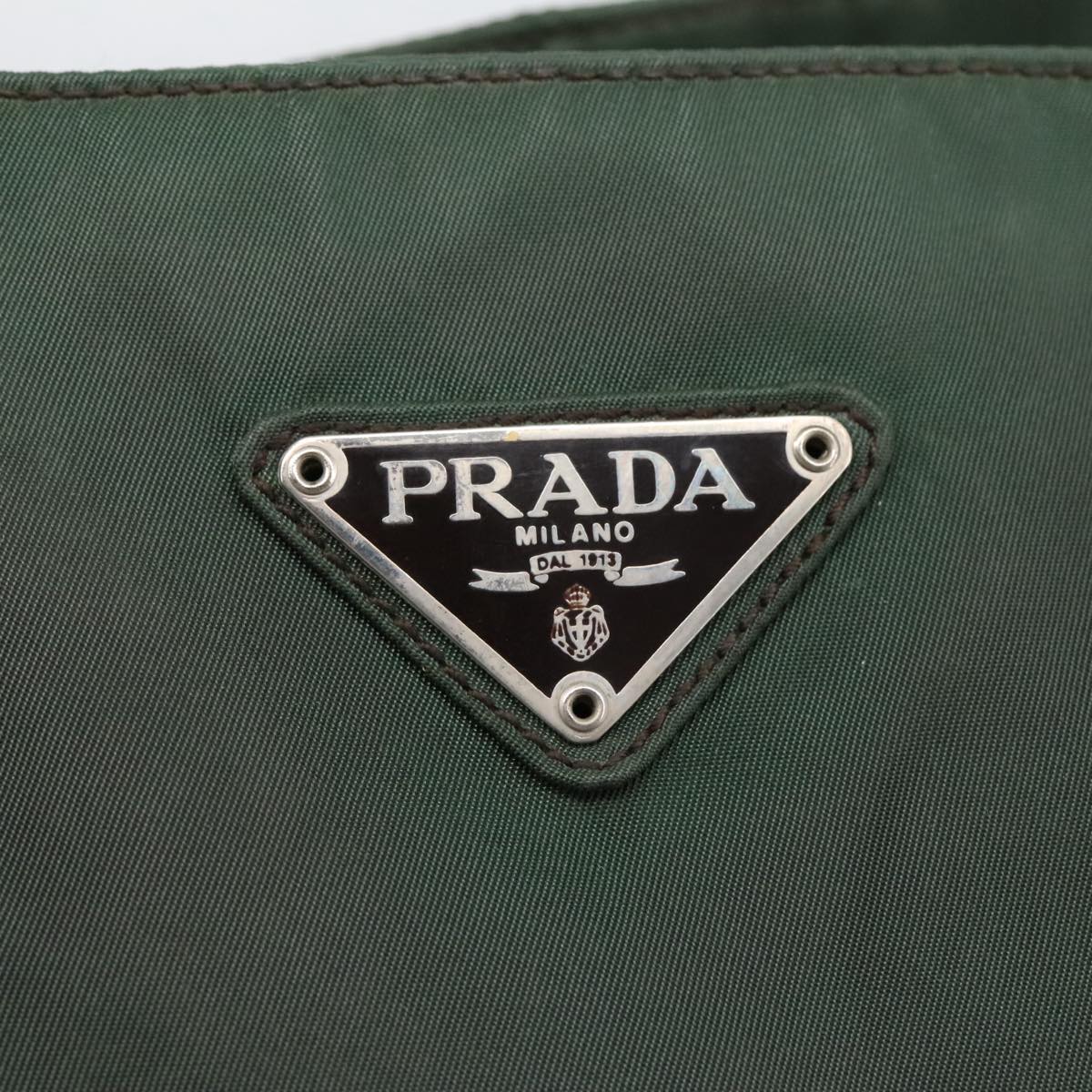 PRADA Hand Bag Nylon Green Auth 105214