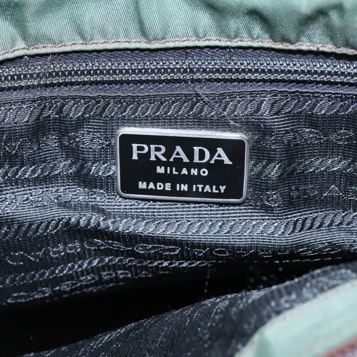 PRADA Hand Bag Nylon Green Auth 105214