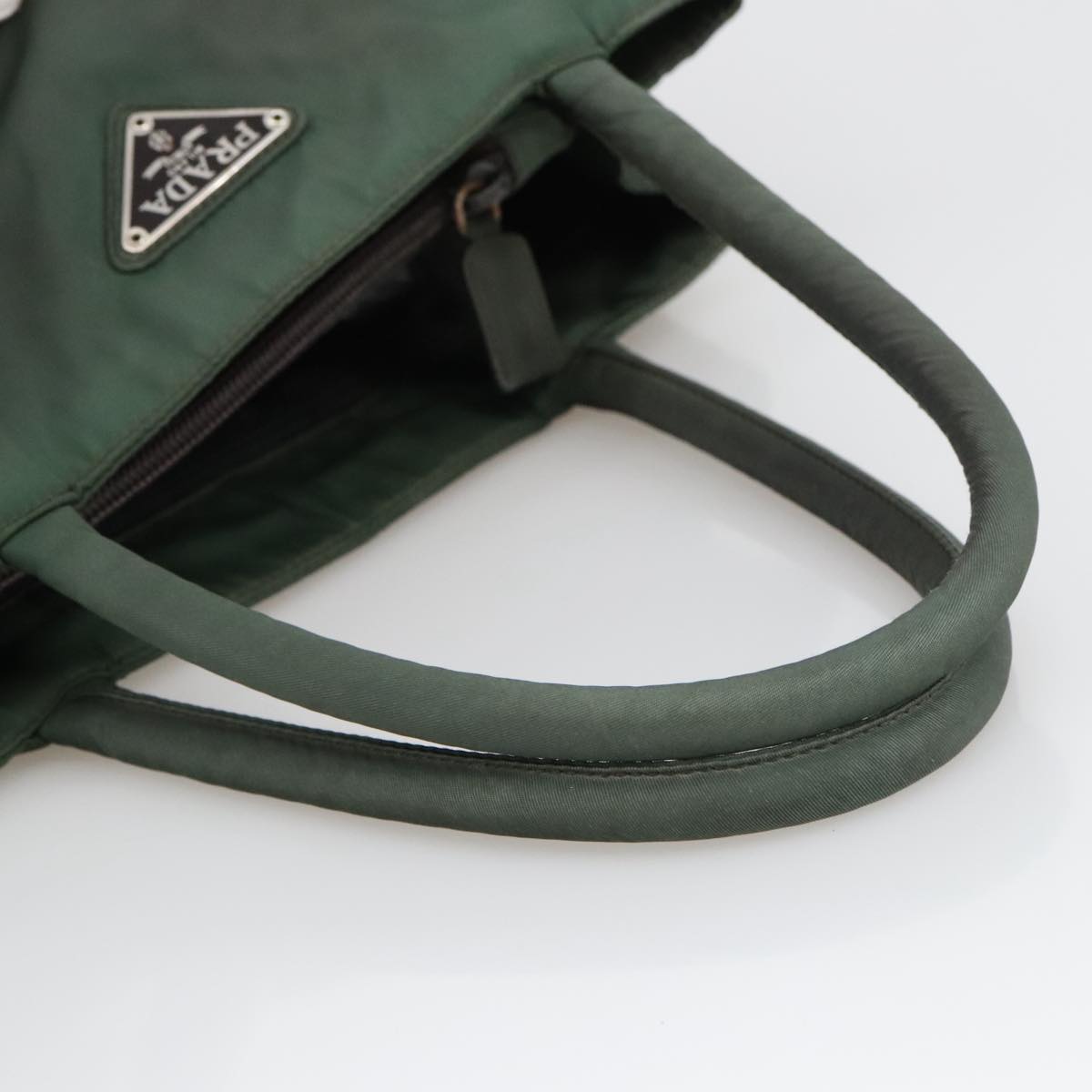 PRADA Hand Bag Nylon Green Auth 105214