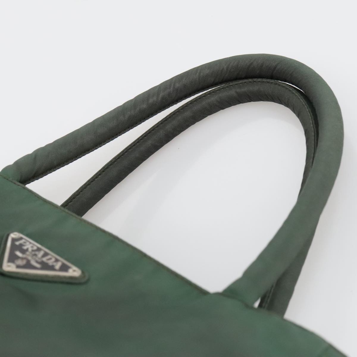 PRADA Hand Bag Nylon Green Auth 105214