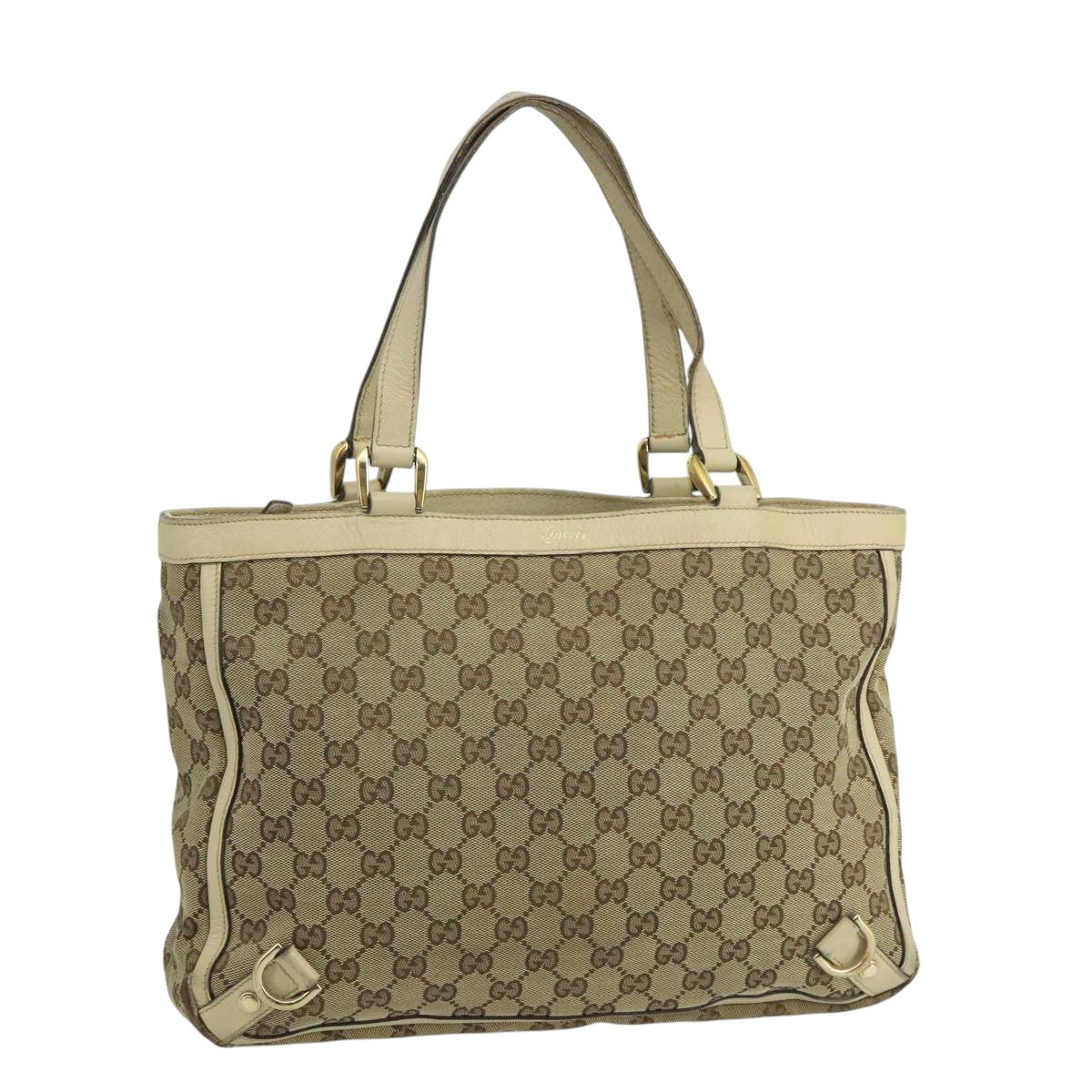 GUCCI GG Canvas Tote Bag Beige Gold 170004 Auth 105263