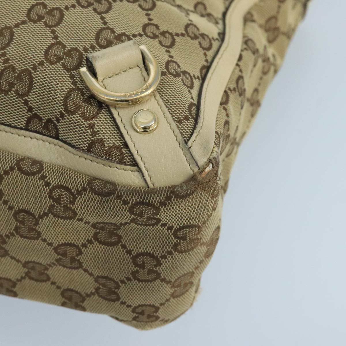 GUCCI GG Canvas Tote Bag Beige Gold 170004 Auth 105263