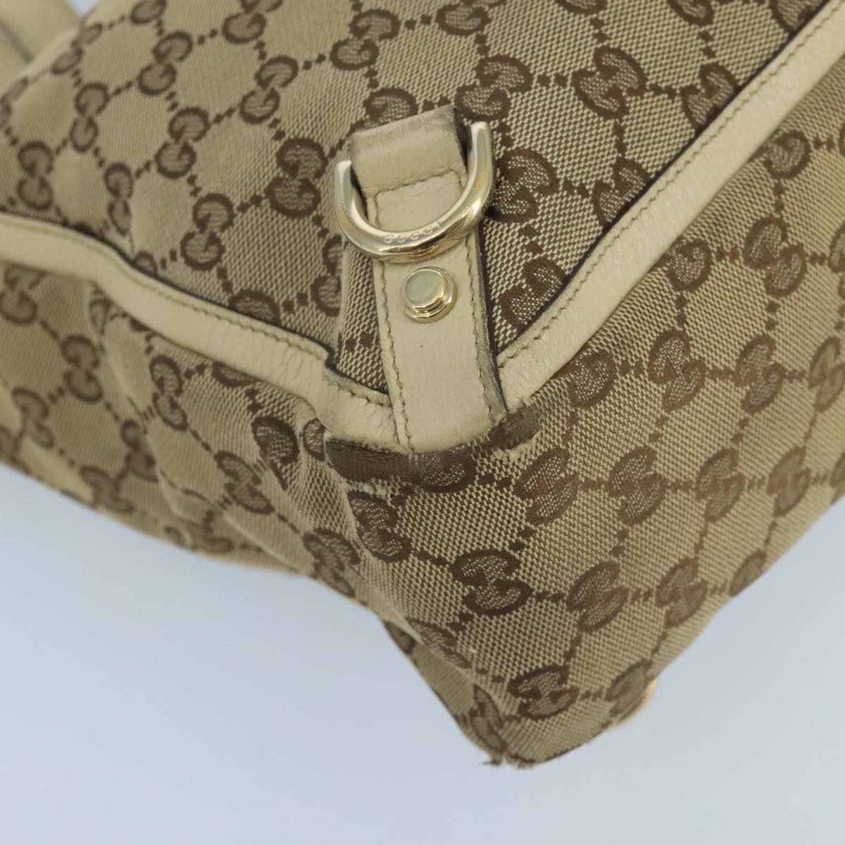 GUCCI GG Canvas Tote Bag Beige Gold 170004 Auth 105263