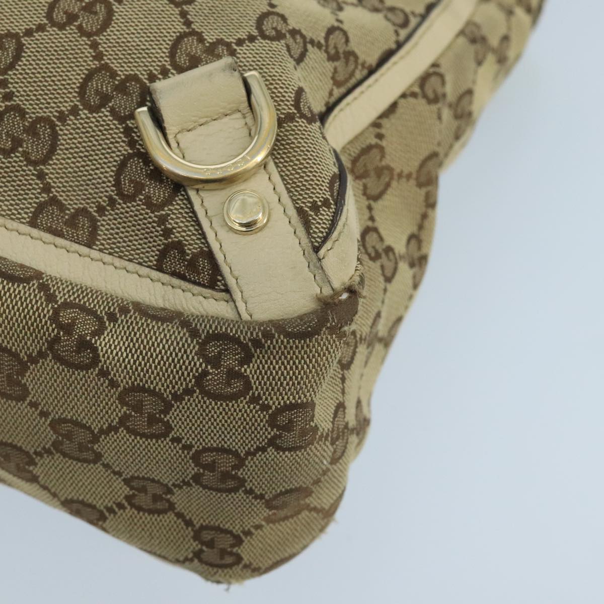 GUCCI GG Canvas Tote Bag Beige Gold 170004 Auth 105263